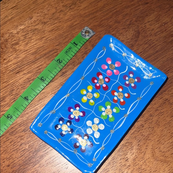 Colorful Floral hand painted Trinket Dish - Picture 4 of 5